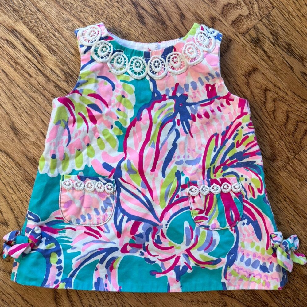 Lily Pulitzer BABY LILLY INFANT LACE TRIM SHIFT DRESS 3-6 MONTHS PREPPY COLORFUL